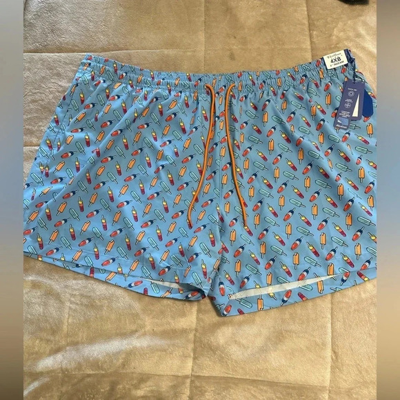 Caribbean Swimwear Size 4XB 6” Inseam Popsicles Blue Swim Suit Swimming NWT